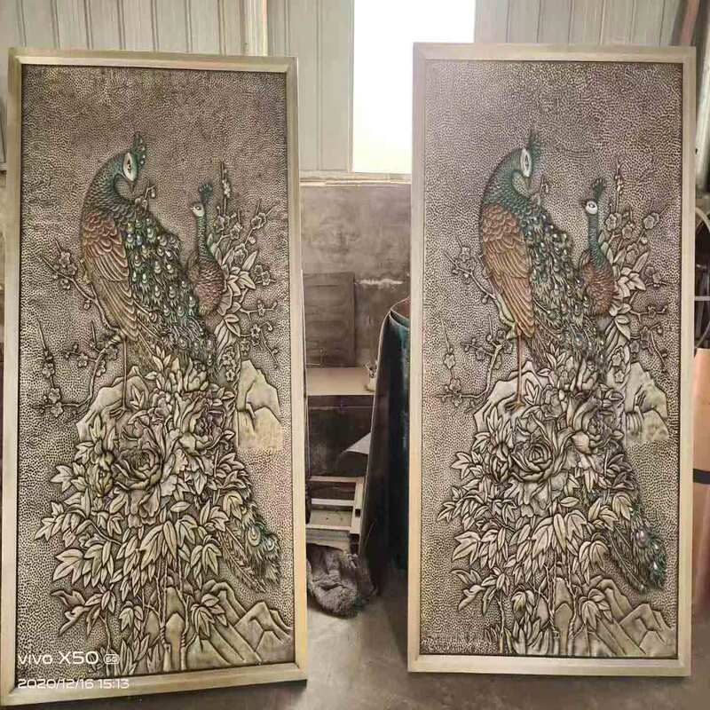 Peacock's Grace – Copper Relief Wall Art