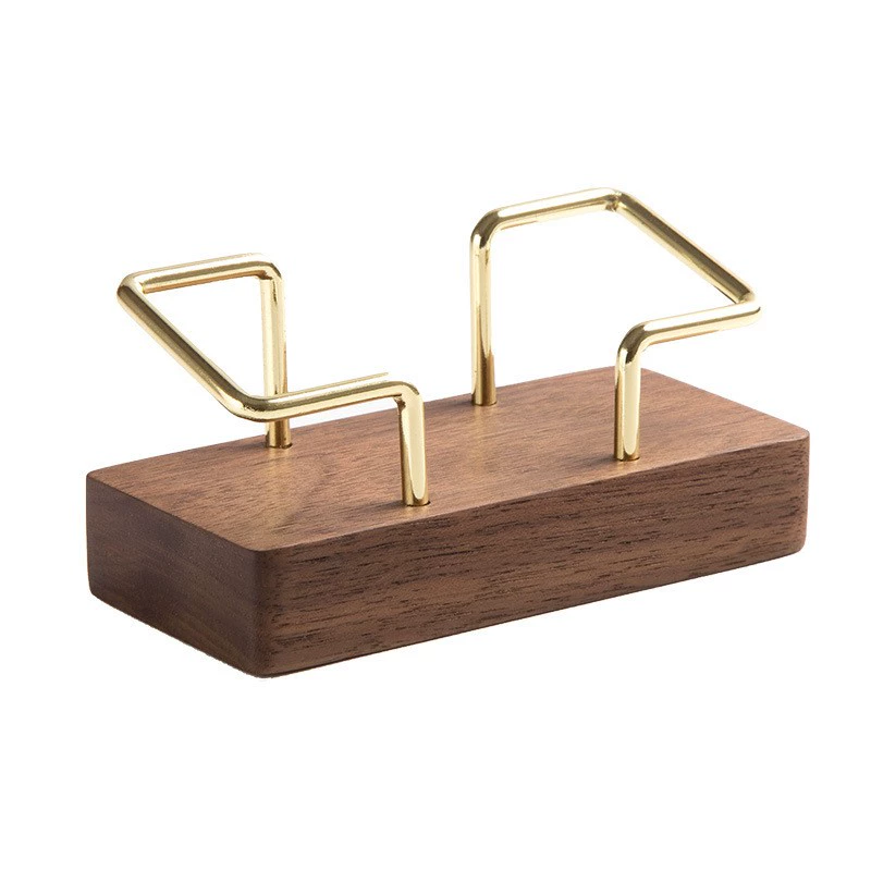 Solid Brass & Hardwood Business Card Holder